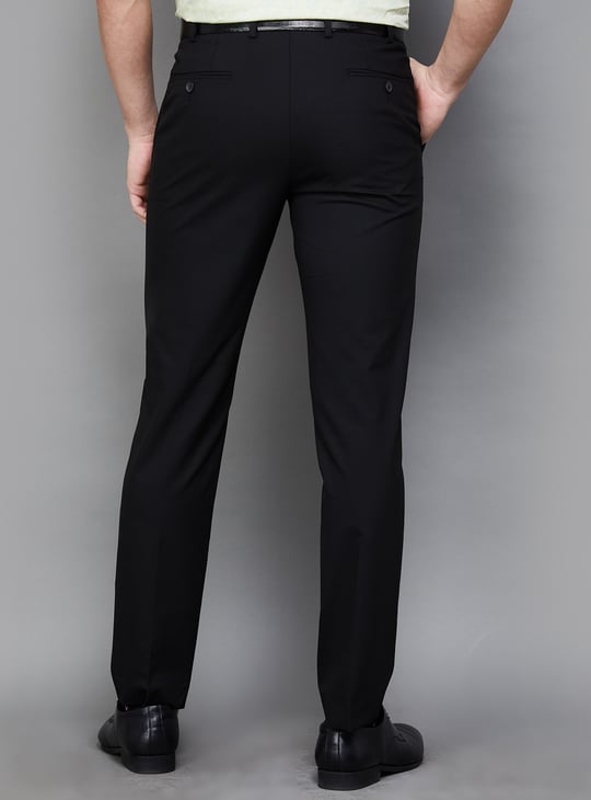 PARK AVENUE Men Solid Super Slim Formal Trousers