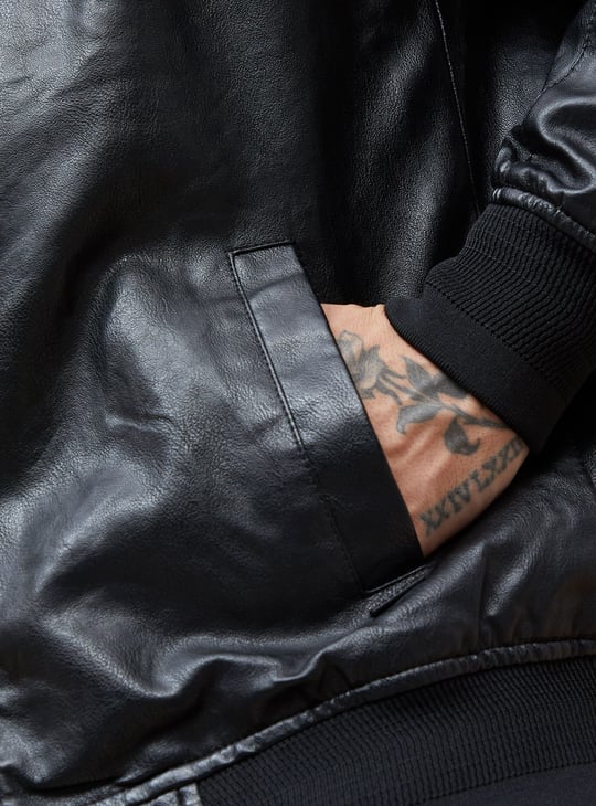 BOSSINI Textured Hooded Biker Jacket