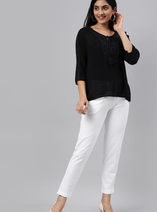 GO COLORS Solid Straight Pants