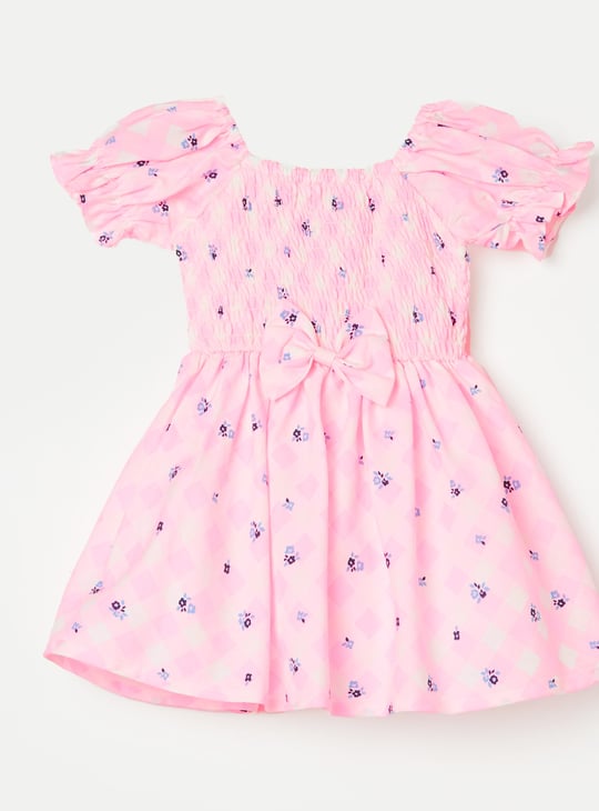 PEPPERMINT Girls Floral Print A-line Dress | Pink