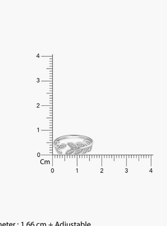 GIVA Sterling Silver Zircon Leaf Finger Ring