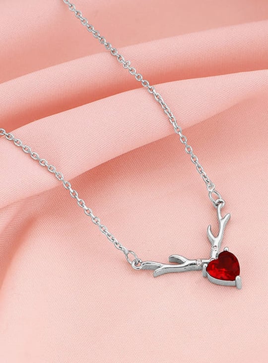 GIVA Sterling Silver Deer Hear Chain with Pendant