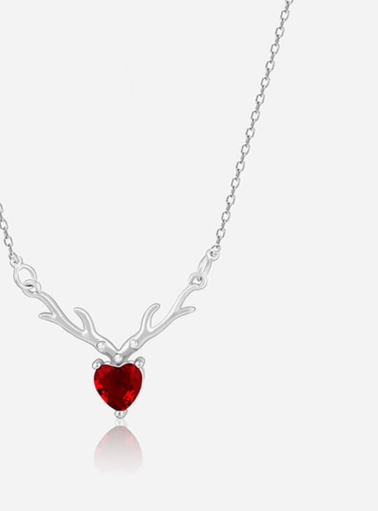 GIVA Sterling Silver Deer Hear Chain with Pendant