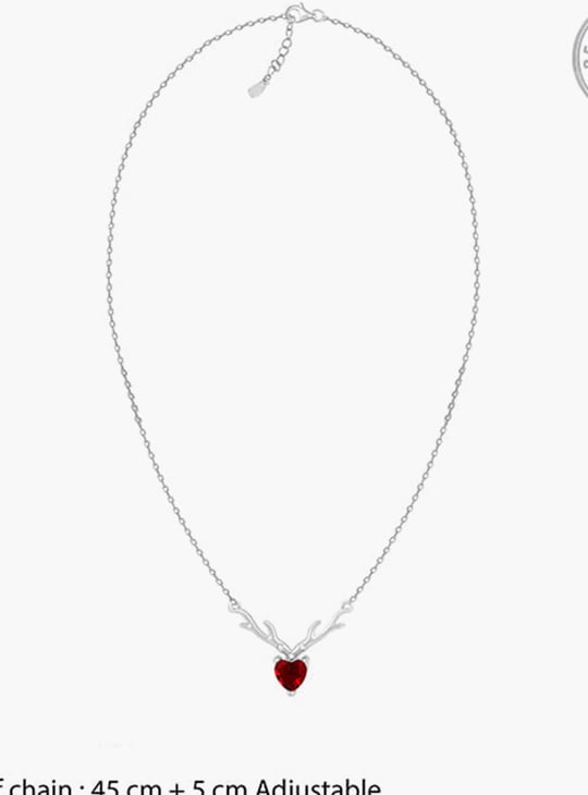 GIVA Sterling Silver Deer Hear Chain with Pendant