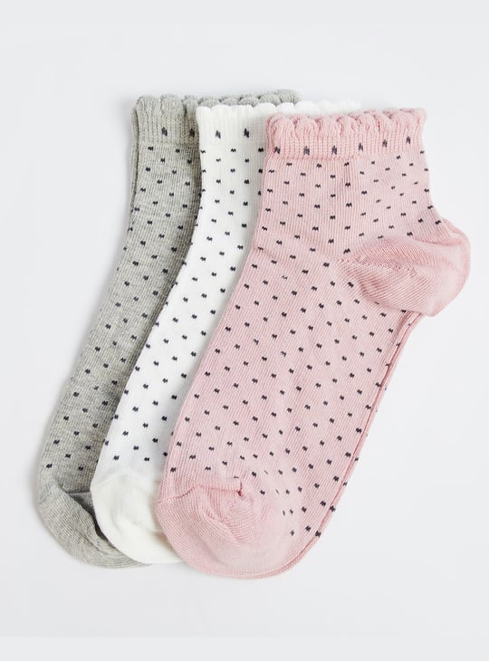 GINGER Women Polka Dot Printed Ankle Length Socks - Pack of 3