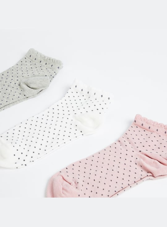 GINGER Women Polka Dot Printed Ankle Length Socks - Pack of 3