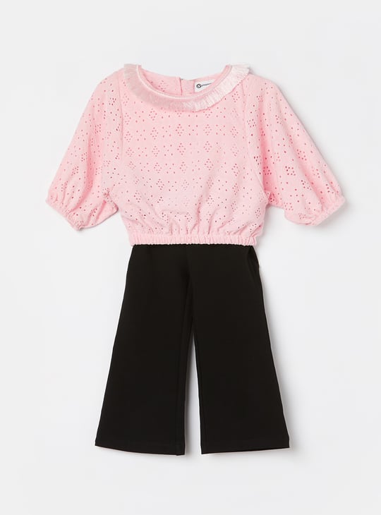 PEPPERMINT Schiffli Embroidered Top with Trousers