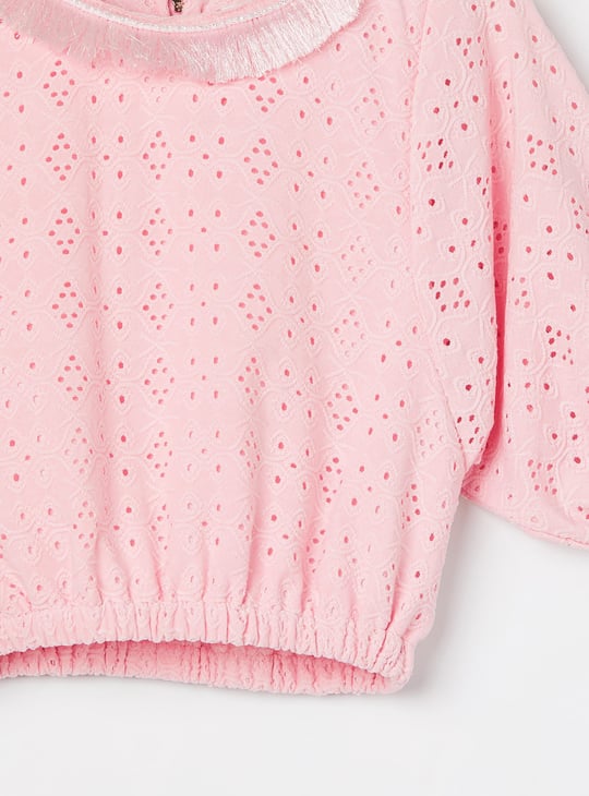 PEPPERMINT Schiffli Embroidered Top with Trousers