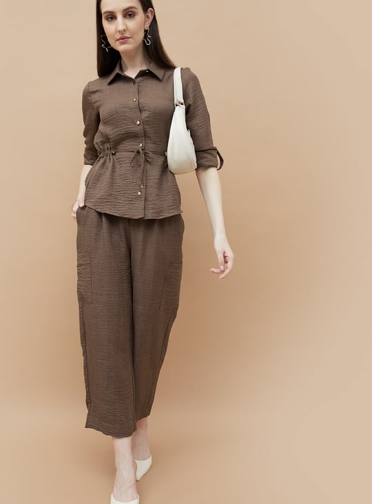 CODE Textured Tie-Up Waist Shirt