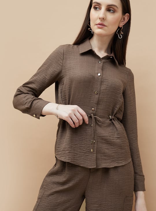 CODE Textured Tie-Up Waist Shirt