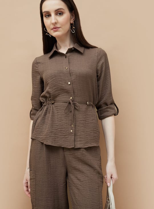 CODE Textured Tie-Up Waist Shirt