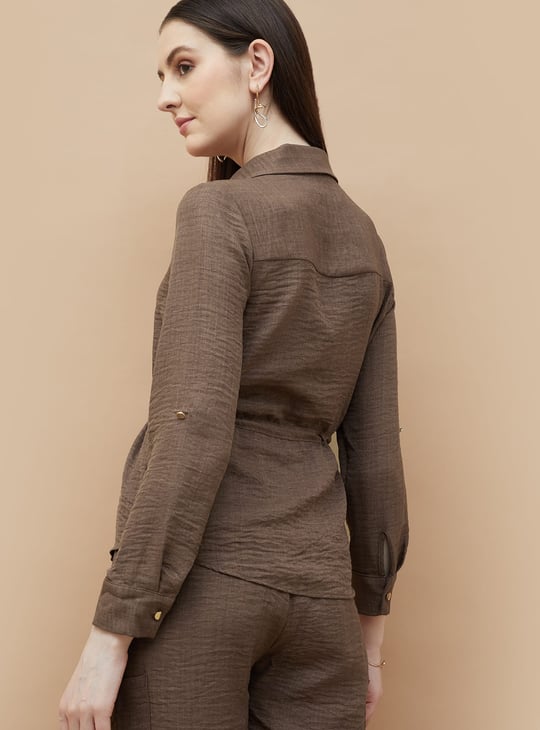 CODE Textured Tie-Up Waist Shirt