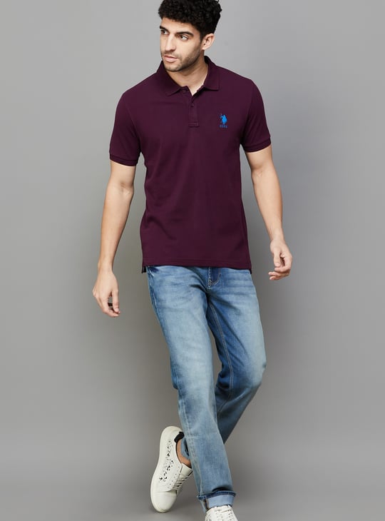 US POLO ASSN Solid Regular Fit Polo T-shirt