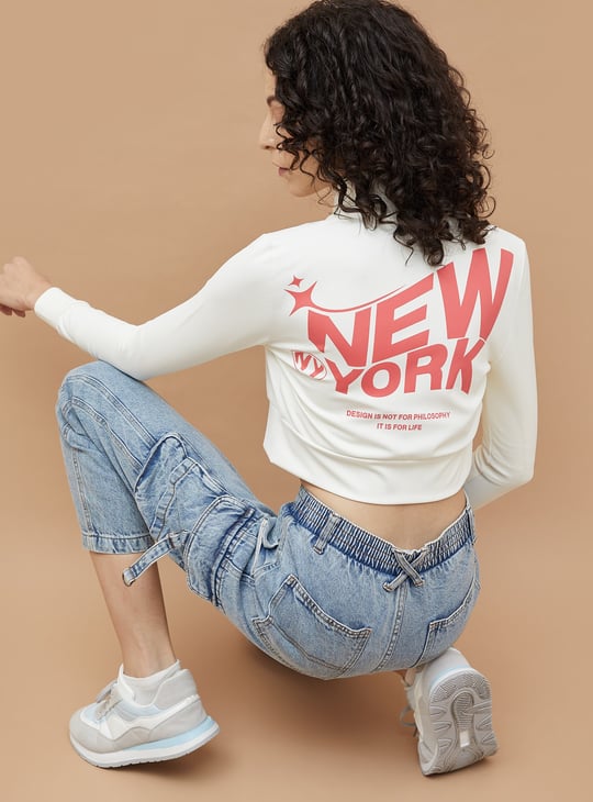 GINGER Back Print Crop Sweatshirt
