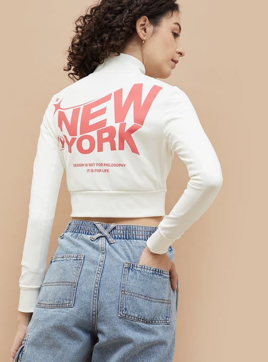GINGER Back Print Crop Sweatshirt
