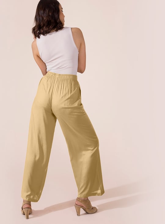 GO COLORS Solid Mid Rise Palazzos