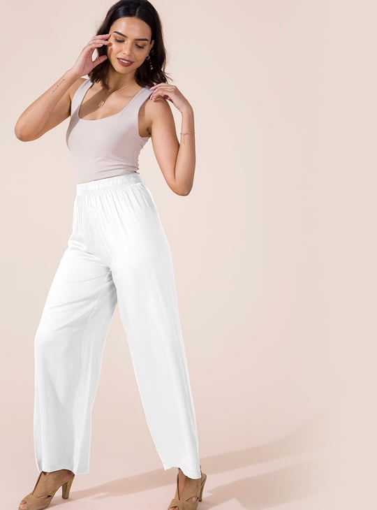 GO COLORS Solid Mid Rise Palazzos