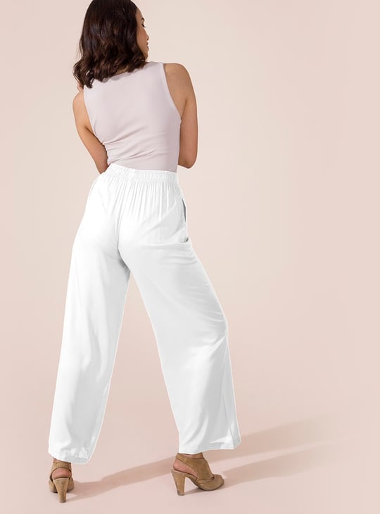 GO COLORS Solid Mid Rise Palazzos