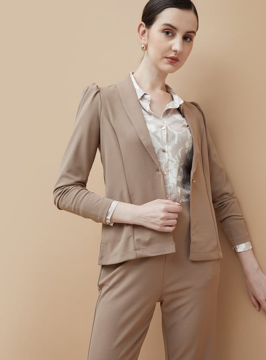 CODE Solid Shawl Collar Single-Breasted Blazer