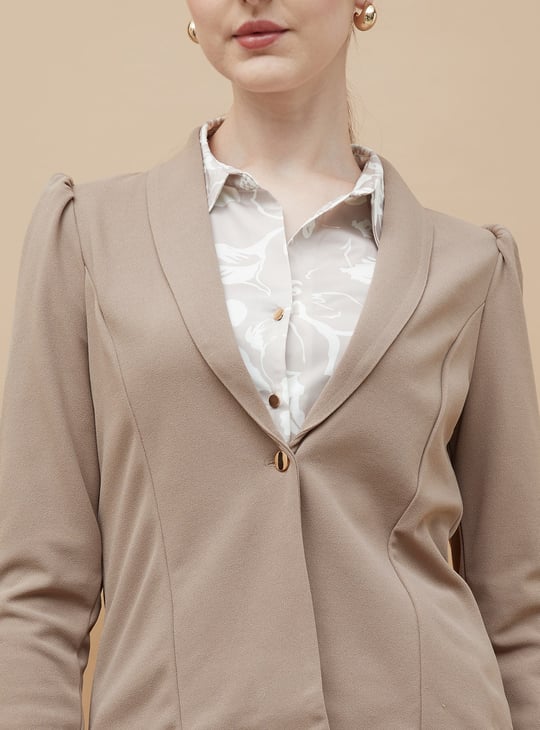 CODE Solid Shawl Collar Single-Breasted Blazer