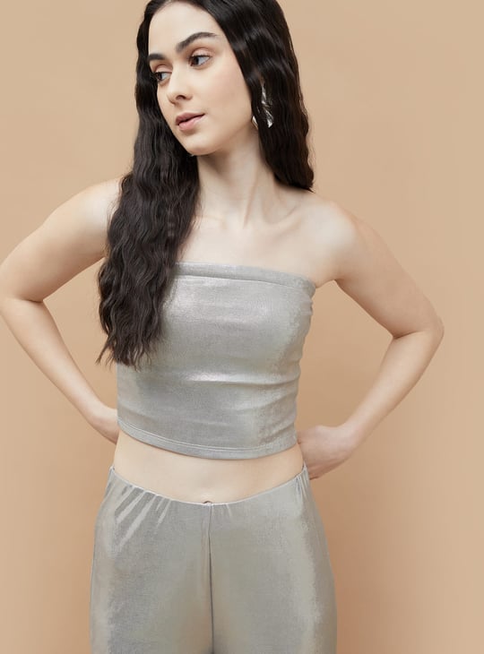GINGER Metallic Cropped Tube Top