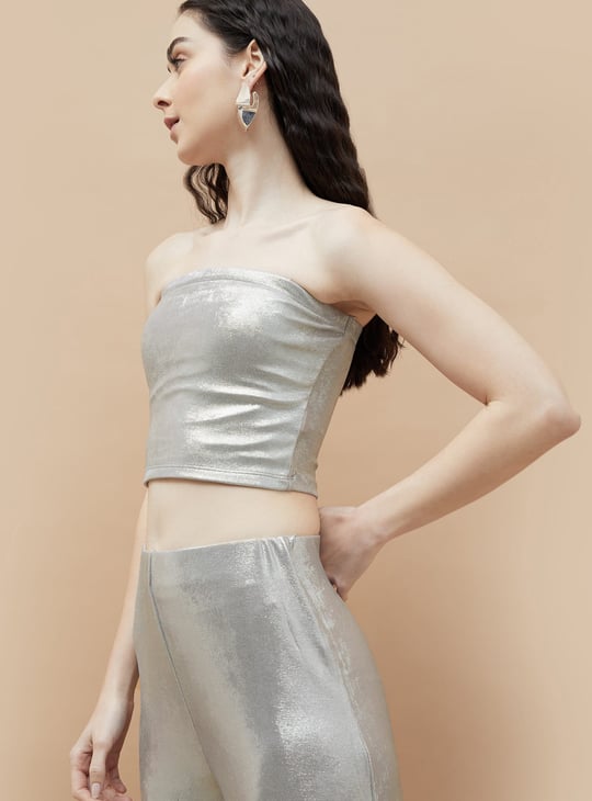GINGER Metallic Cropped Tube Top