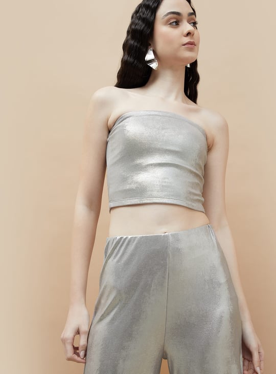 GINGER Metallic Cropped Tube Top