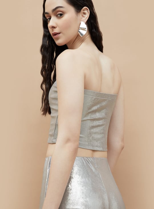GINGER Metallic Cropped Tube Top