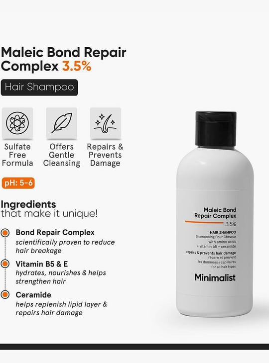 MINIMALIST Maleic Bond Repair Complex 3.5 Percent Hair Shampoo - 250ml