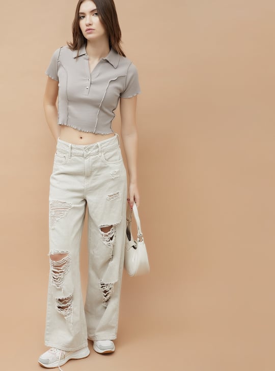 GINGER Solid Polo T-shirt