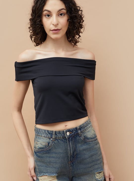 GINGER Off-Shoulder Crop Top
