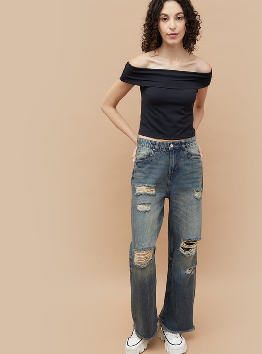 GINGER Off-Shoulder Crop Top