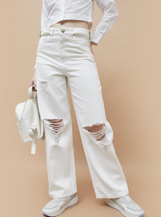 GINGER Distressed Regular Fit Jeans