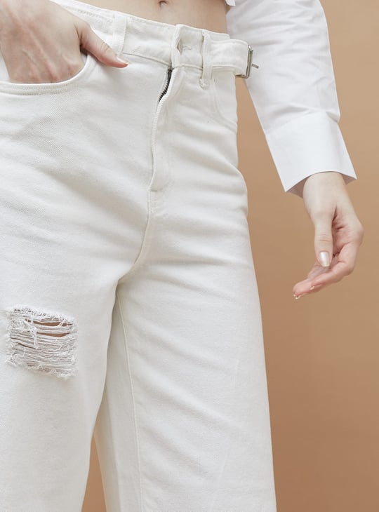 GINGER Distressed Regular Fit Jeans