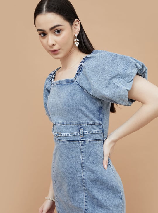 ginger denim dress GINGER Washed Denim Mini Dress