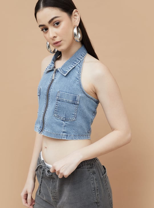 GINGER Washed Sleeveless Crop Top