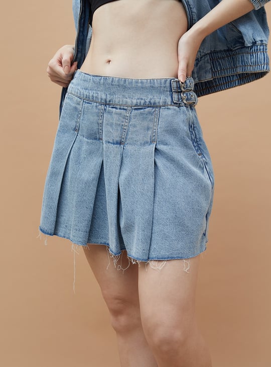 GINGER Solid Denim Skirt