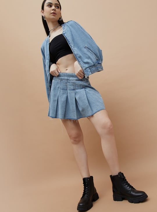 GINGER Solid Denim Skirt