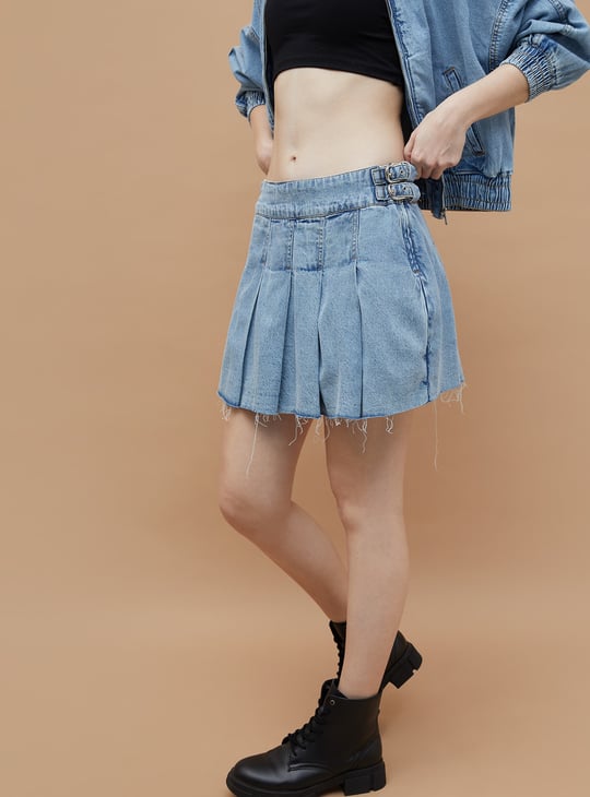 GINGER Solid Denim Skirt
