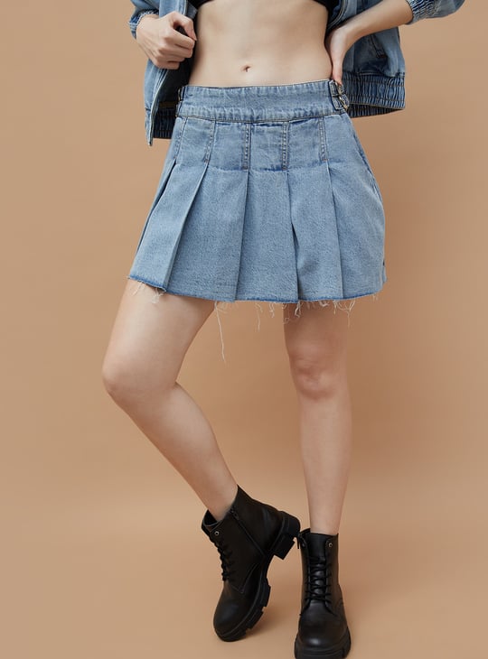 GINGER Solid Denim Skirt