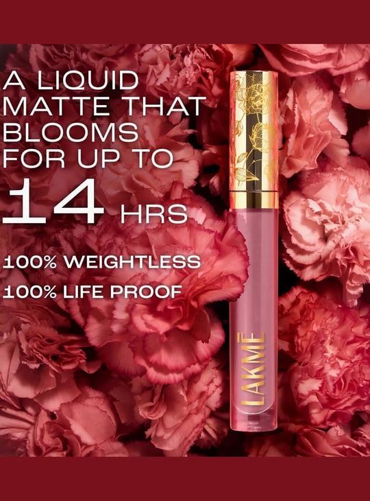 LAKME Rouge Bloom Matte Lip Liquid - 101 Carnation Craze - 3.5ml
