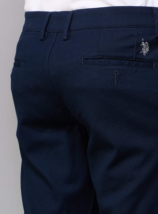 US POLO ASSN Solid Slim Tapered Trousers