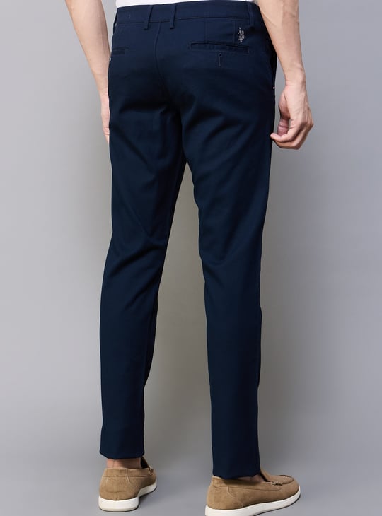 US POLO ASSN Solid Slim Tapered Trousers