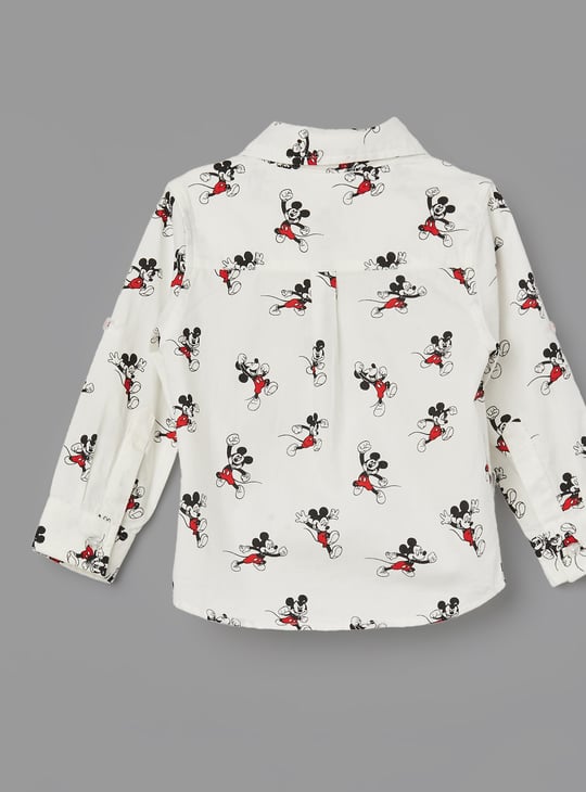 JUNIORS Boys Mickey Mouse Print Shirt with Bow