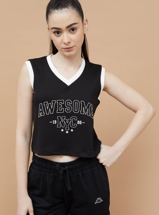 KAPPA Printed Sleeveless Crop T-shirt