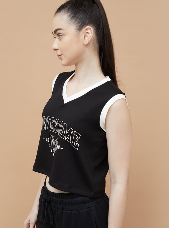 KAPPA Printed Sleeveless Crop T-shirt