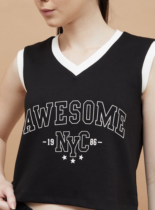 KAPPA Printed Sleeveless Crop T-shirt