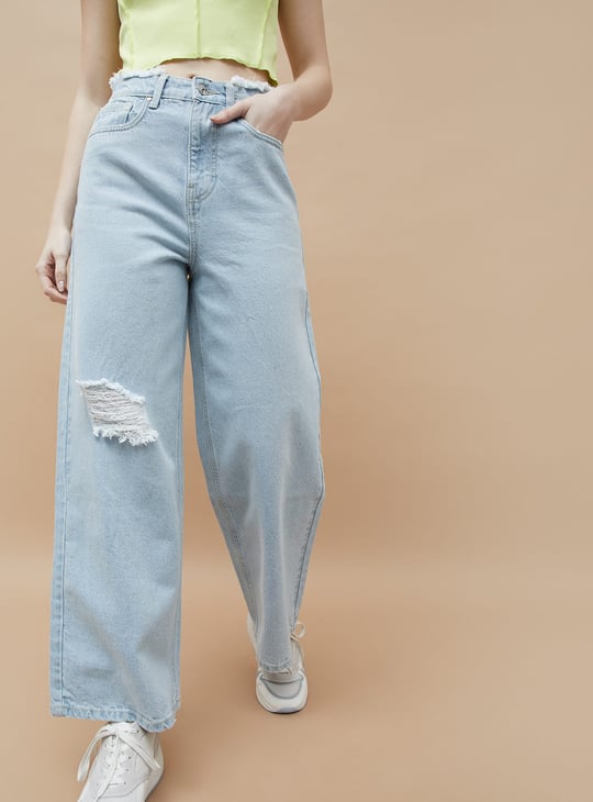 GINGER Distressed Regular Fit Jeans