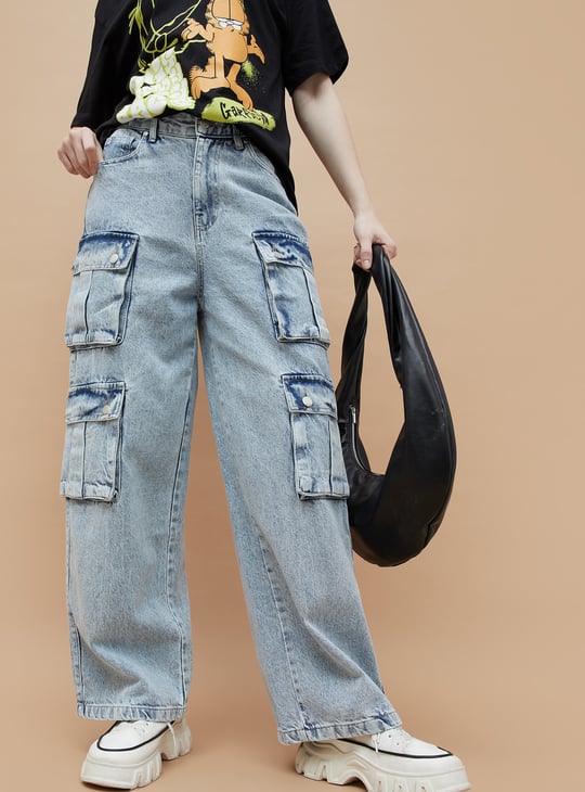 GINGER Acidwashed Cargo Jeans