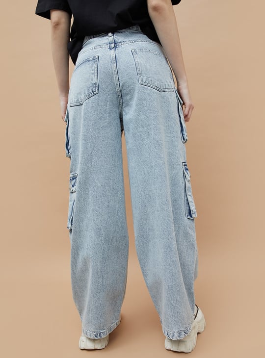 GINGER Acidwashed Cargo Jeans